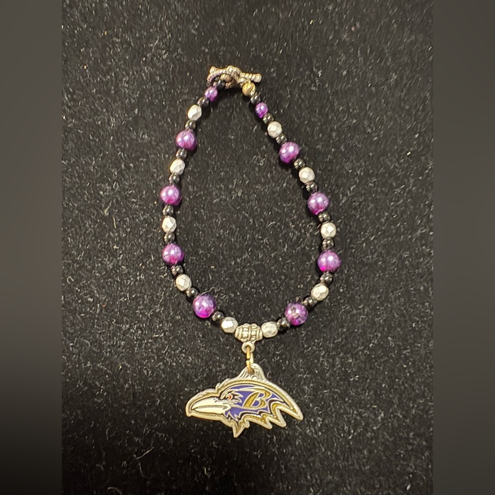Baltimore Ravens- NFL- Beaded Charm Bracelet